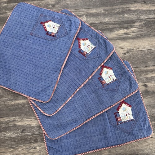 Vintage denim birdhouse - denim,